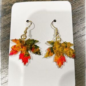 Maple leaf acrylic earrings. Handmade